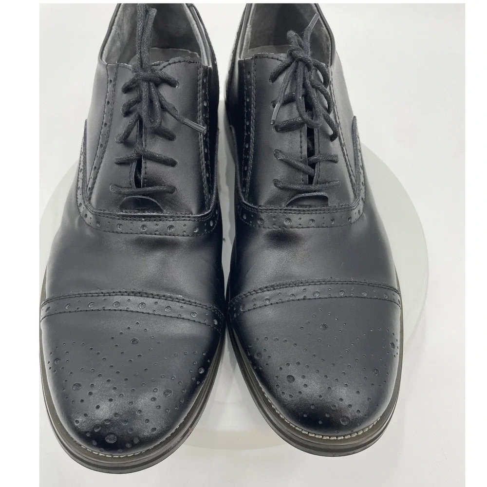 Steve Madden Eddee2 Oxford Mens 13 Black Leather Wingtip Brogue Dress Shoe